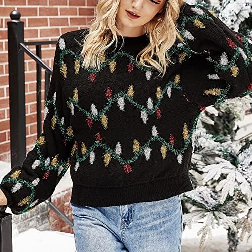 Жена Грозна Коледен Пуловер Модерен Пуловер С Подсветка, Пуловер-Скок