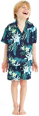 Подходяща Семейна Хавайски облекло Luau за Мъже И Жени За Момичета и Момчета в тъмно синьо Orchid Breeze