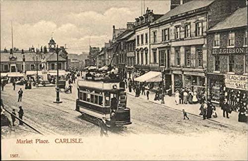 Търговска площ Карлайл-Англия Оригиналната антични картичка