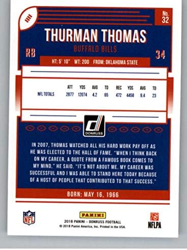 2018 Donruss Football 32 Търман Томас Бъфало Биллс Официалната търговска картичка NFL