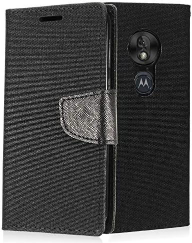 Z-GEN - Съвместим с T-Mobile REVVLRY, Moto G7 Play, G7 Optimo XT1952/DL - Чанта-портфейл от плат деним с панти капак за телефон - CT5 Черен