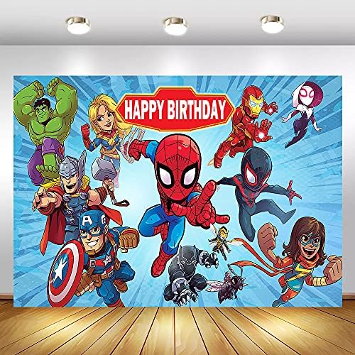 Cartoony Супергерой спайдър-Фонове Avengers на Фона на Рожден Ден и за Душата на Детето Вечерни Аксесоари Банер Фон За Снимки Подпори за фото студио 5x3FT