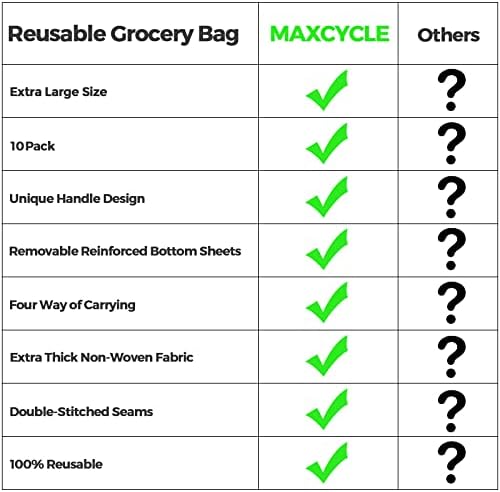 MAXCYCLE за Многократна употреба за Хранителни стоки Чанти 10 Опаковки Големи Стабилни Сгъваеми Чанти-тоут за пазаруване с 10 Сменяеми Донышками За Продукта