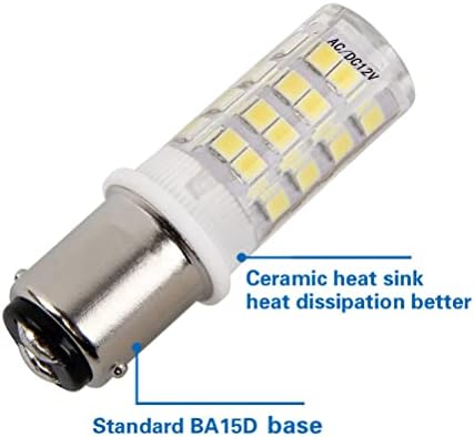 HRYSPN 5 W Led Лампа Ba15d ac/dc адаптер 12 В, Дневна светлина, Бяло 6000 К, еквивалент на 35 Вата, байонетная led лампа с двойна връзка SBC за вътрешно осветление RV Camper (опаковка от 2)
