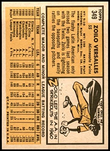 1963 Topps 349 Зойло Версаллес Миннесотские близнаци (бейзболна картичка) NM/MT Близнаци