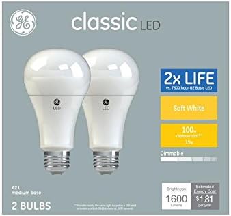 GE Classic 2-Pack Равностойността на 100 Вата С регулируема яркост Мека бяла led лампа А21 с регулируема яркост