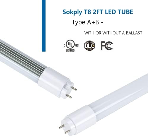 Sokply Т8 led клиенти лампа от 2 метра Хибриден тип A + B 15 W 1875ЛМ 24-инчов led лампа, подмяна на дневна светлина 5000 До 15 W = 26 W), щепсела и да играе или обходи баласт, двухконцовый, в списъка на UL, и DLC (1