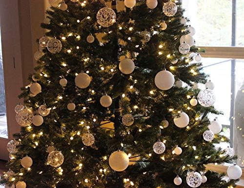 Снежно Големи Коледни Бели Декорации, Нечупливи дърво коледна Украса от Топки, 4,72 Инча, 3 Комплекта