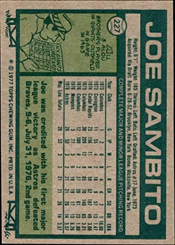 1977 Topps 227 Джо Самбито Хюстън Астрос (Бейзболна карта) в Ню Йорк Астрос