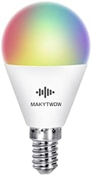 Led интелигентна лампа MAKYTWOW A15, съвместима с Alexa, Google Home, SmartThings, WiFi Лампи, базирани на E12, 5 W = 40 W, Смяна на цвят, дистанционно управление на глас / приложение, Концентрато?