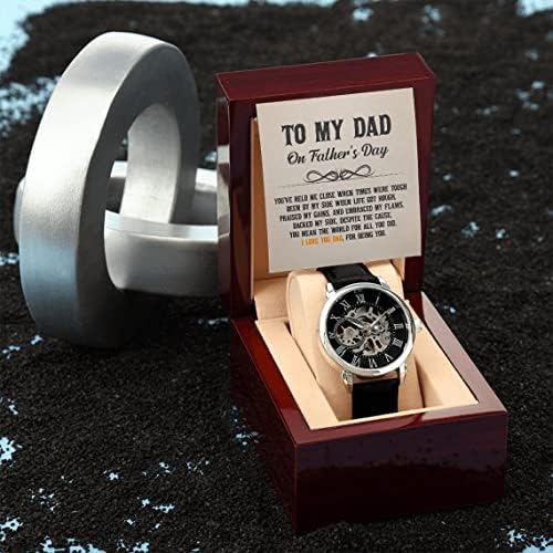 Моя татко в Деня на бащата Мъжки ажурни Часовници, обичам Те, татко, За Това, Че Ти си Такъв, Мъжки Ажурни часовници в Случай, махагон, Мъжки часовници, Идеи за подаръци за мъже