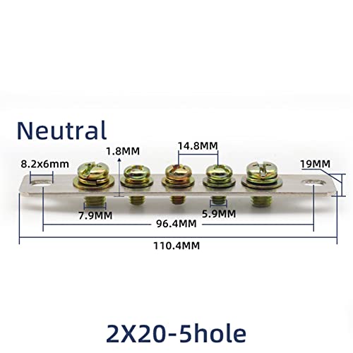 Месинг Пръчка с Висок Ток Заземяване Неутрална Клемма 5/7/10 Крестовидный Винт с Шестоъгълни Глави за Разпределителната кутия 1 бр. (Цвят: 2X20, 5 Неутрални, Размер: Кръст)