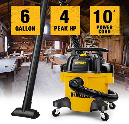 DEWALT DXV06P 6-галлонный Поли-Прахосмукачка за мокро/сухо почистване, Жълт