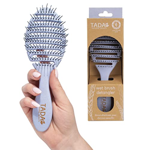 Четка за Разнищване на косата TADA Natural Beauty Влажна Четка за Коса l Hair Brush за Жени, Гъста Къдрава Коса (Биоразлагаемый Синьо)