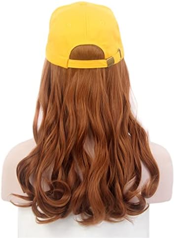 Модерни дамски шапки HOUKAI, шапки за коса, жълти шапки, Перуки с Дълга къдрава кестенява перуки, шапки