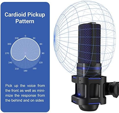 PERWHY USB Микрофон за КОМПЮТЪР, Кардиоидный Кондензаторен Компютърен микрофон със Статив, поп-филтър, Амортизатором за игри, стрийминг, Подкастинг, YouTube, озвучки, Twitch, С