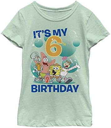 Петото Слънце spongebob squarepants Група 6th Birthday Girls Тениска С Къс Ръкав