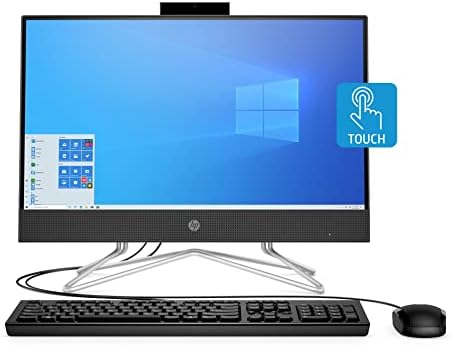 Универсален настолен компютър HP с 22-инчов сензорен екран, FHD IPS 2022, двуядрен процесор AMD Ryzen 3 3250U, 12 GB DDR4, оперативна памет, 256 GB SSD-диск, DVD-RW, Wi-Fi, Bluetooth, Windows 10 Pro, Черен, 32gb USB