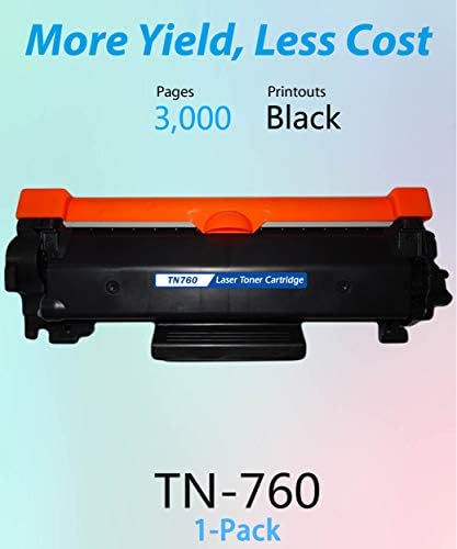 ММ Много по-съвместима тонер касета за смяна на Brother TN-760 TN760 TN 760 за използване с вашия принтер, MFC-L2710DW HL-L2370DWXL MFC-L2750DWXL HL-L2350DW L2390DW L2395DW DCP-L2550DW (1 опаковка, черен)
