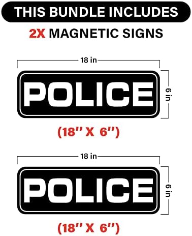 Магнитен знак полицейска машина За неслужебных на персонала 18 × 6 (2) (черен)