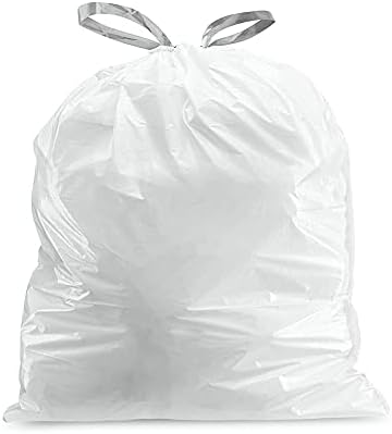 Пакети за боклук Plasticplace, обичай, съвместими с simplehuman (x) Code E (брой 100) Бели Кофи за боклук с завязками 5,2 Литра / 20 литра 18,75 x 20