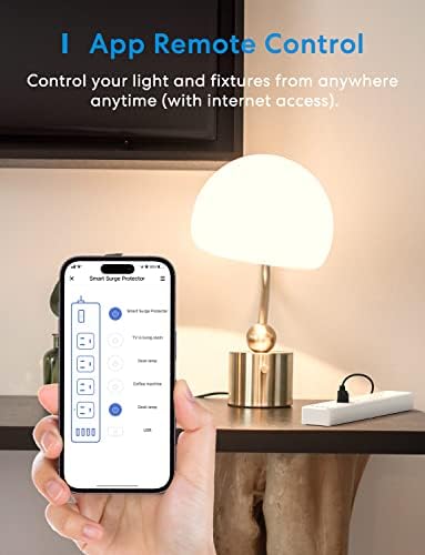 meross Smart Power Strip, Съвместим с Apple HomeKit, Siri, Alexa, Google Home и SmartThings, филтър мрежа Wi-Fi с 4 розетки ac, 4 USB порта и 6-футовым удлинителем, гласово активиране и дистанционно управление