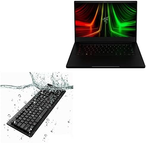 Клавиатурата на BoxWave, съвместими с Razer Blade 14 (2022) - Водоустойчив USB-клавиатура, Моющаяся Водоустойчив USB-клавиатура за Razer Blade 14 (2022) - Черно jet black