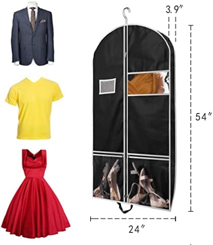 Черна чанта за дрехи С джобове, Подвесная Чанта за дрехи, Чанта за костюм, Окачени чанти за дрехи, Калъф за костюми, Детско Танцово Палта, Чанти и калъфи за дрехи, чанта за женски рокли, чанта за дрехи (Голяма, черна)