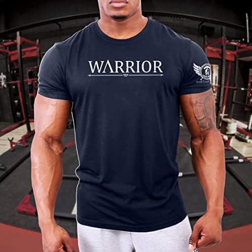 GYMTIER Warrior - Тениска Спартан Фитнес за Мъже, Бодибилдинг, Вдигане на Тежести, Стронгмен, Тренировъчен Топ с Активна Дрехи, Spartan Forged