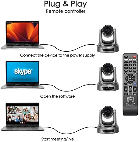 Уеб камера Vikery 10X SDI PTZ, изход 3G-SDI/HDMI /USB, конферентна фотоапарат с 10-кратно оптично увеличение, HD 1080P в реално време, уеб-камера за обучение на църковните събрания в реално време (VH10MG)