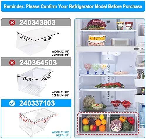 [2] Модернизирани кутии за хладилник 240337103, съвместими с Frigidaire Kenmore, чекмеджета Frigidaire Заместват 240337100 AP2115741 240323007, от хранителни материали