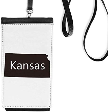 Канзас Америка Схема Карта САЩ Телефон в Чантата си Портфейл Окачен Мобилен Калъф Черен Джоба