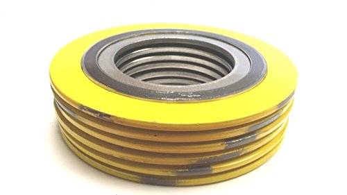 Sterling Seal 9000IR6304GR900X6 Спирала намотанная уплътнение от неръждаема стомана 304 с Вътрешния пръстен 304SS и Гъвкав графит подкрепа пълнеж, за тръба 6 см, Клас на налягане 900 , Жълта със сива ивица (опаковка