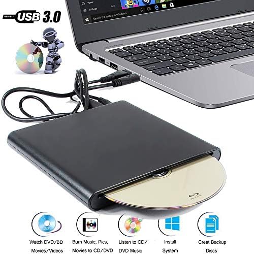 Преносим Външен 3D Blu-ray и DVD плейъри, USB 3.0 настолен компютър HP, Dell, Lenovo, Acer, Asus, Alienware, Clevo MSI iMac, лаптоп, 8-Кратно DVD +-RW DL, 24-кратно слот за запис на cd-та, Оптично устройство