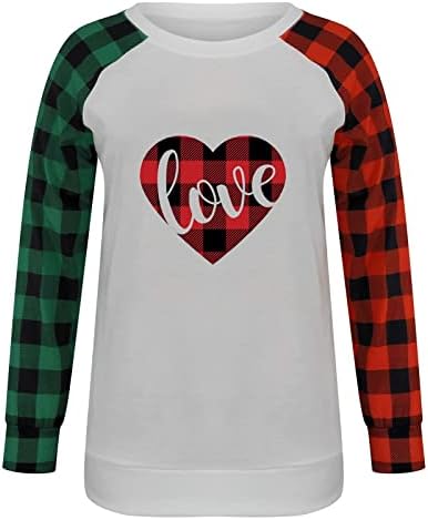 SYlibes/ Дамски Ризи с дълъг ръкав Love Heart, Ризи за Жени, по-Големи Размери, Свободни Дамски Потник и Блуза с кръгло деколте
