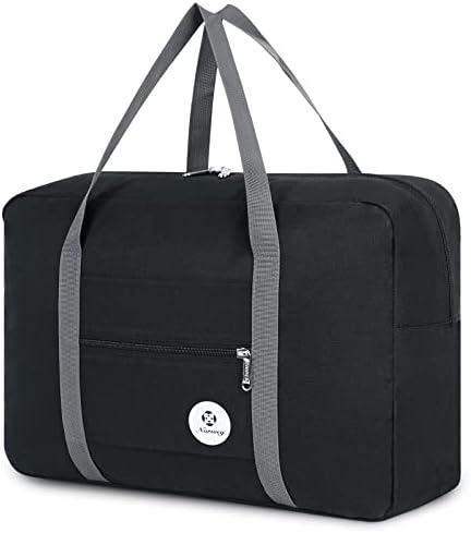 За Spirit Airlines Чанта за лични неща 18x14x8 Сгъваема Пътна спортна чанта-тоут за ръчен багаж екип gloverall Нощувка за жени и мъже (1112-Черен)
