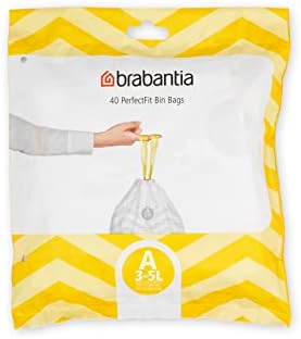 Торби за боклук Brabantia PerfectFit (размер A / 0,8 литра) Дебели Пластмасови втулки за боклук резервоарите за течно гориво с дръжки дантела прозорци (40 торби)