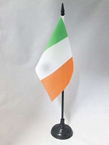 Флаг AZ Ирландия Тенис на Флаг 4 x 6 - Ирландски Тенис на Флаг 15 x 10 см - Черна Пластмасова Пръчка и Основата на