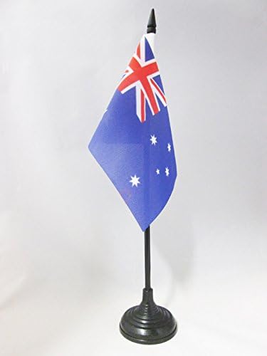 AZ FLAG Тенис на Флаг Австралия 4 x 6 - Австралийски Тенис на Флаг 15 x 10 см - Черна Пластмасова Пръчка и Основата на
