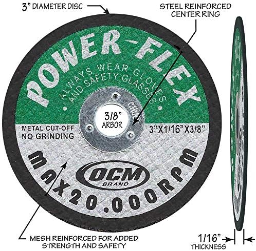 20 Опаковки - Отрязващи дискове 3 инча x 1/16 инча x 3/8 инча - За рязане на всички видове стомана и цветни метали.