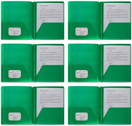 Пластмасови джоб папки, Цветен Сверхпрочный Полиамид, 2 Джоба папки, 3 закопчалка с шипа, с отделение за визитки - Размер на листа 11 x 8 1/2 (зелен)