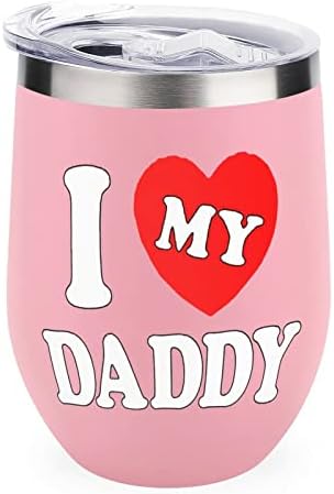 I Love Daddy Tumbler Cup Чаша с Вакуумна Изолация От Неръждаема Стомана, утайка от Пътна Чаша, Бутилка 12 Мл с Капак