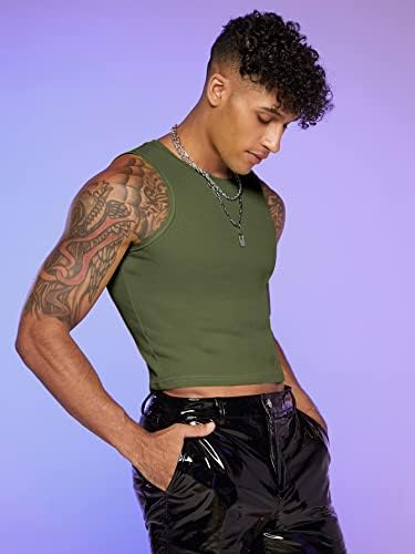 GORGLITTER Мъжка Мода Тренировка Неоновите Съкратен Топ на Бретелях Slim Fit Горещи Ризи