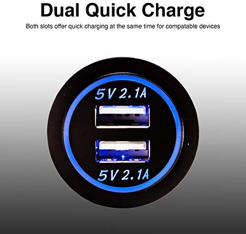Сверхмощное зарядно 5V Dual USB 4.2 A със сини led за морски пехотинци, лодки, мотоциклети, Камиони, голф-карти, автомобили и още много други