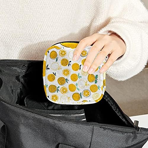 Чанта за съхранение на Хигиенни Подложки, Калъф за Купата на Менструална, Органайзер за женските Тампони-Тампони, Летен Модел Жълт лимон