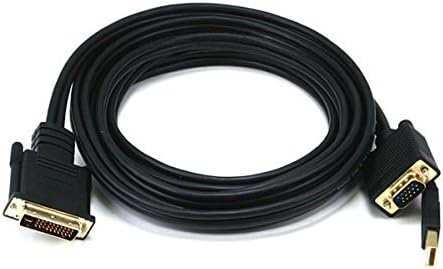 Monoprice 103037 12-Крак кабел 28AWG A тип VGA и USB към М1 -, D - Черен