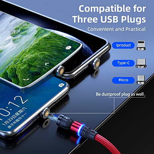 Магнитен кабел за данни Бързо Зареждане на 3 в 1 USB кабел За зареждане на Мобилен Зарядно устройство на Магнитен Android Type C (1 м, червено)