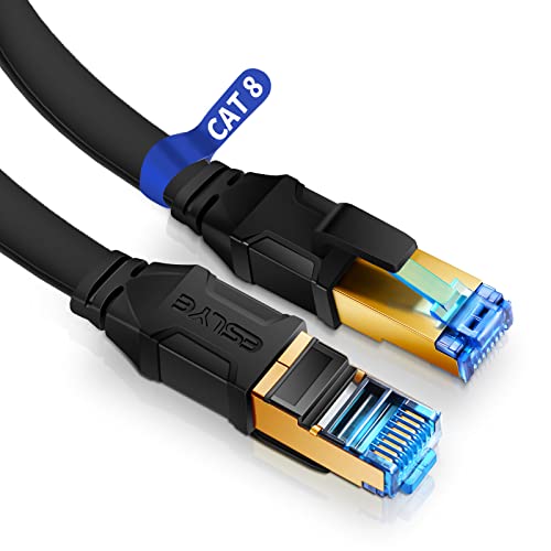 Ethernet кабел Eslye CAT 8, Плосък Високоскоростен Интернет-мрежа LAN кабел, Пач-Кабел за PS5, Xbox, Модем, игри за вътрешна и външна употреба