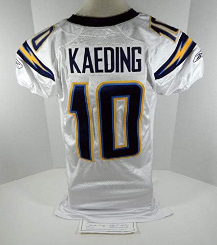 2007 San Diego Chargers Нейт Kaeding #10 Използван в играта Бяла риза DP05050 - Използваните в играта тениски NFL без подпис