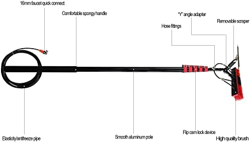 Комплект Телескопични Четки За миене на прозорци FIRE WOLF (5,4 М-10,8 м), Система за Почистване на прозорци и Соларни Панели с Телескопическим шести-Четка, Инструмент За ми